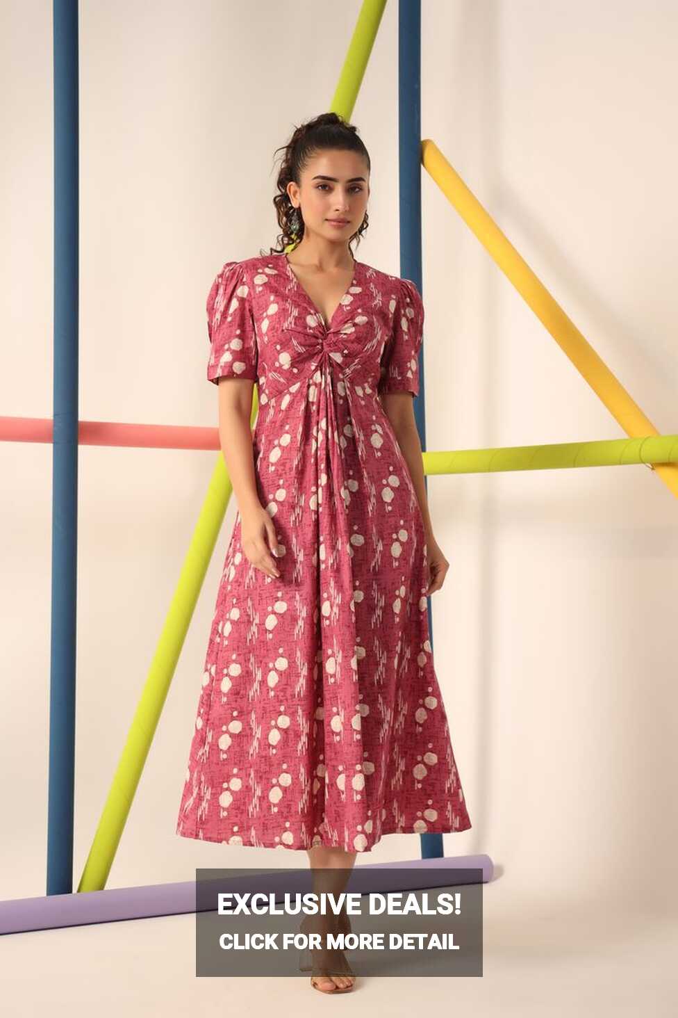 Ruby Front Knot Cotton Midi Dress