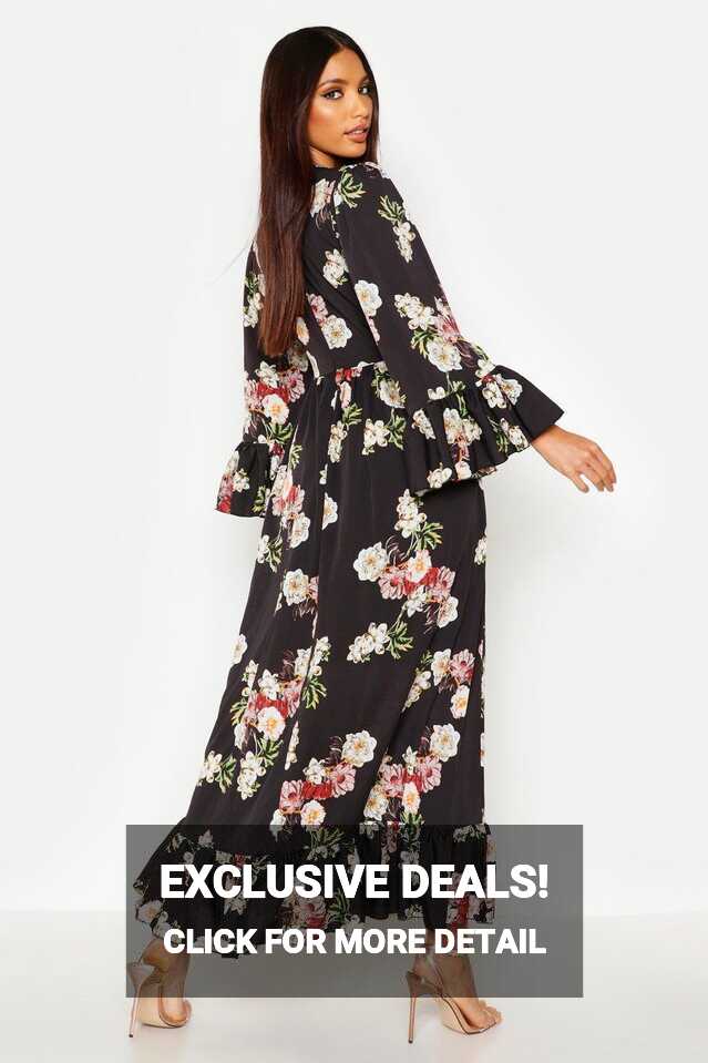 Ruffle Hem and Sleeve Maxi Dress