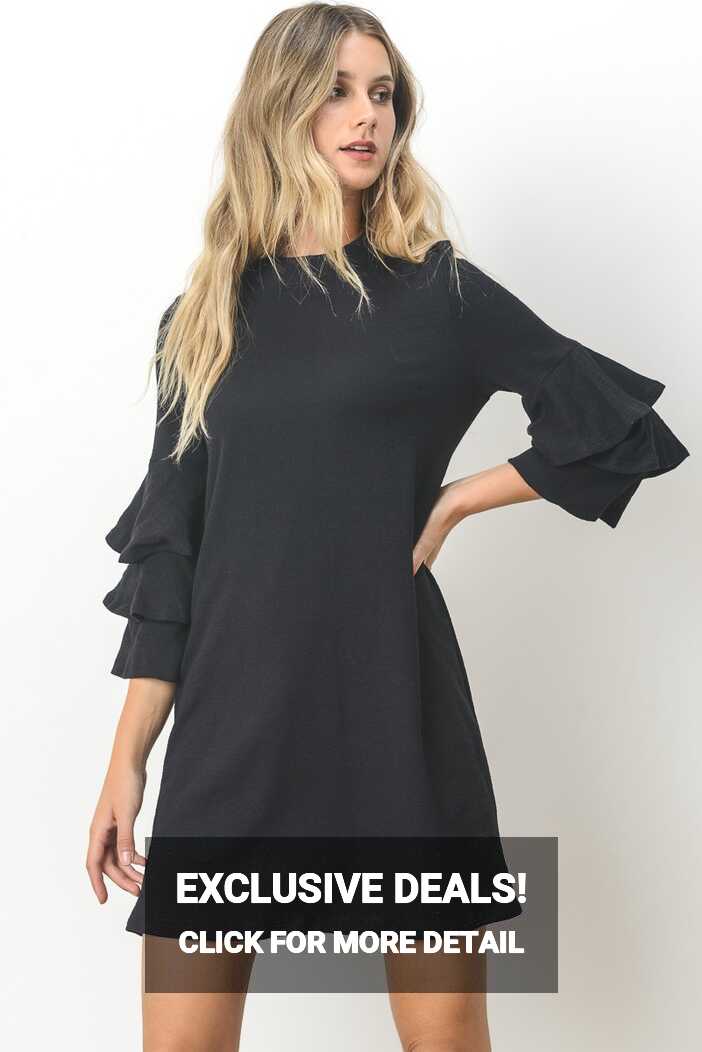 Ruffled Sleeve Black Dress — Lovely Daye