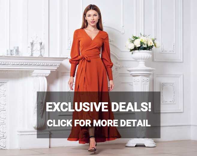 Rust Orange Long Wrap Dress, Bridesmaid Dress, Cocktail Dress ...