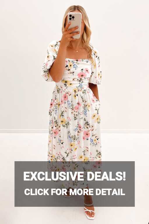 Ryder Midi Dress White Floral - Jean Jail