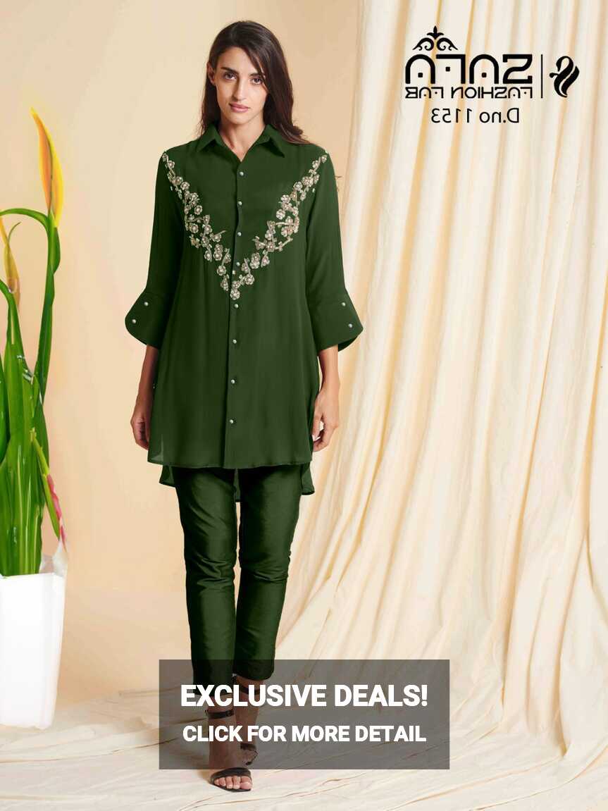 SAFA FASHION FAB 1153 GREEN PAKISTANI KURTI IN SINGL