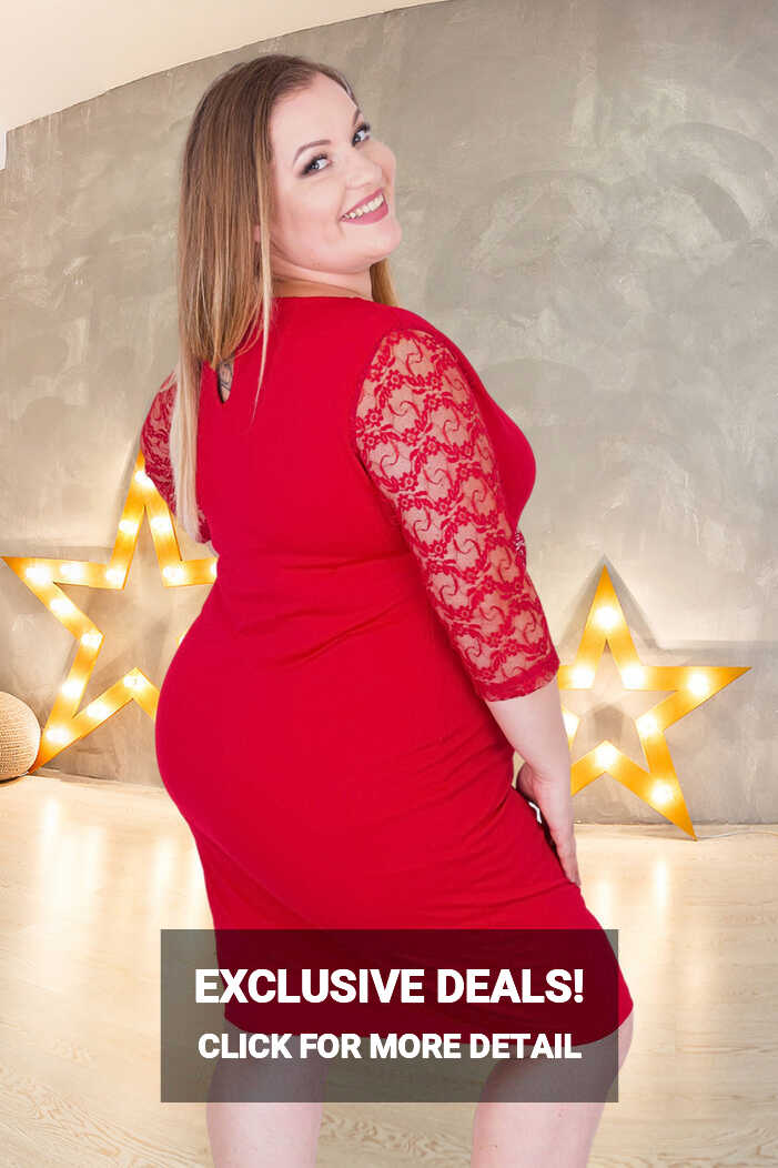 SALE!!! (IN STOCK) (24) RED Plus Size Lace Bodycon Dress, Cocktail ...