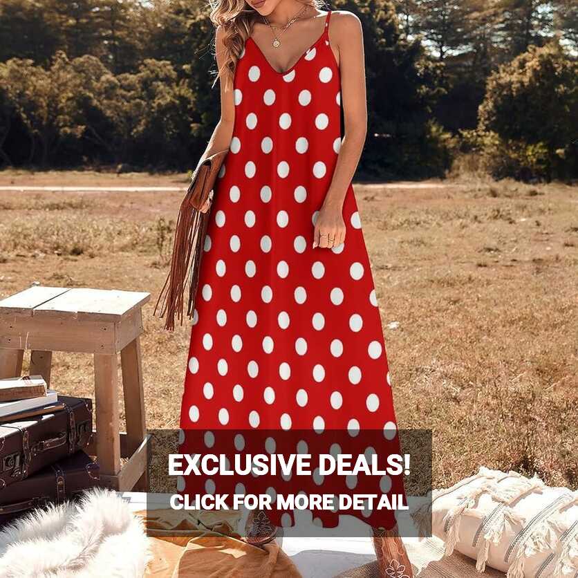 SDERDZSE Red and White Polka Dot Summer Dresses for Women Sexy ...