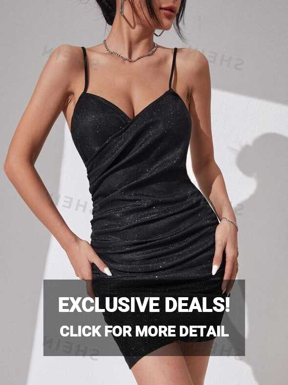 SHEIN BAE Glitter Ruched Wrap Cami Dress Night Out Party Dresses ...