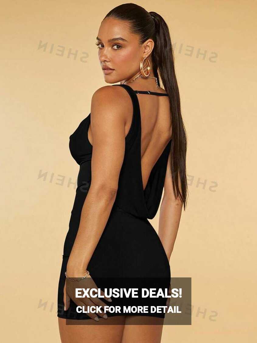 SHEIN BAE Solid Backless Bodycon Dress | SHEIN USA