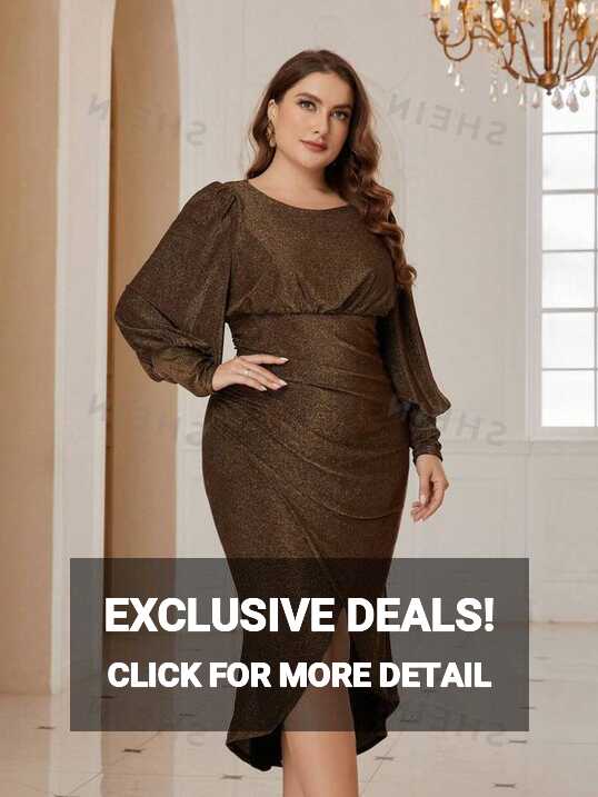 SHEIN Belle Long Sleeve Party Dress,, Lantern Sleeve, Bubble Hem ...