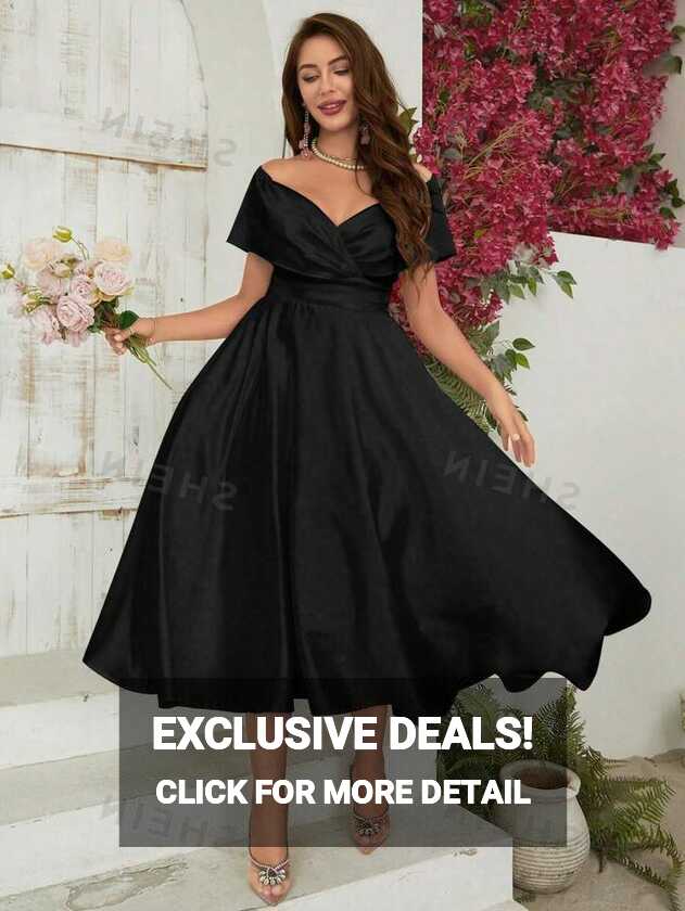 SHEIN Belle Off-Shoulder Elegant Wrapped Formal Dress, Semi Formal ...