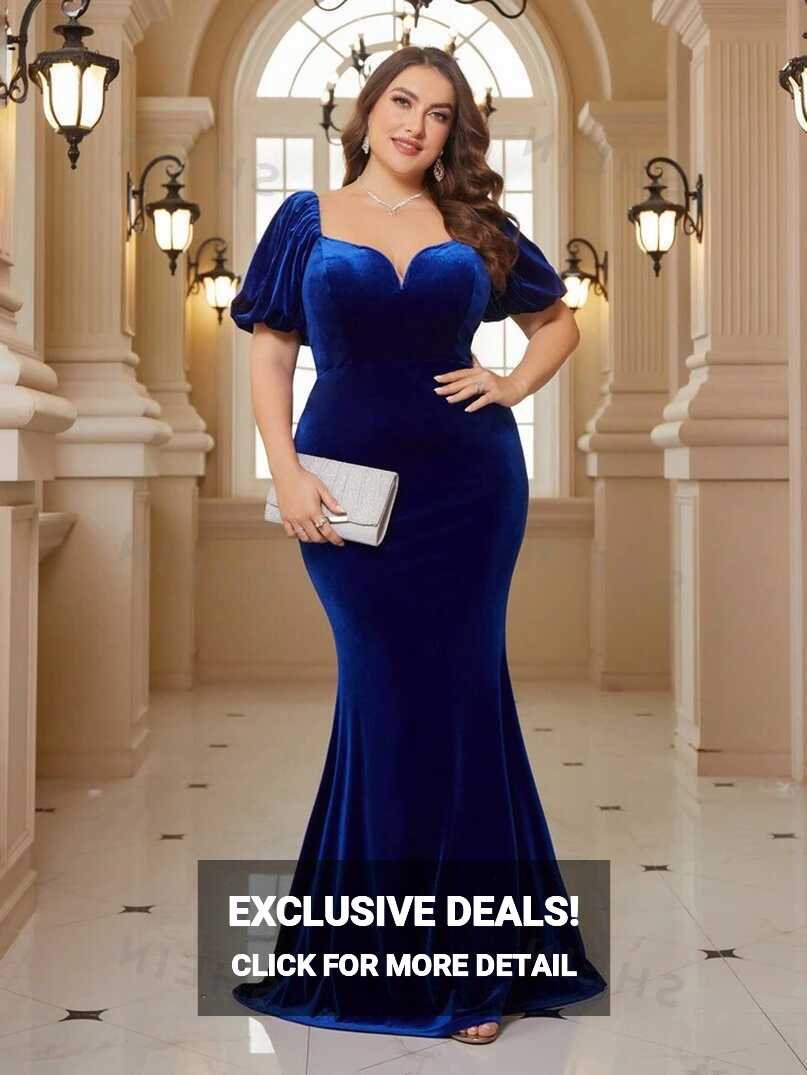 SHEIN Belle Royal-style Dress With Sweetheart Neckline, Plus Size ...