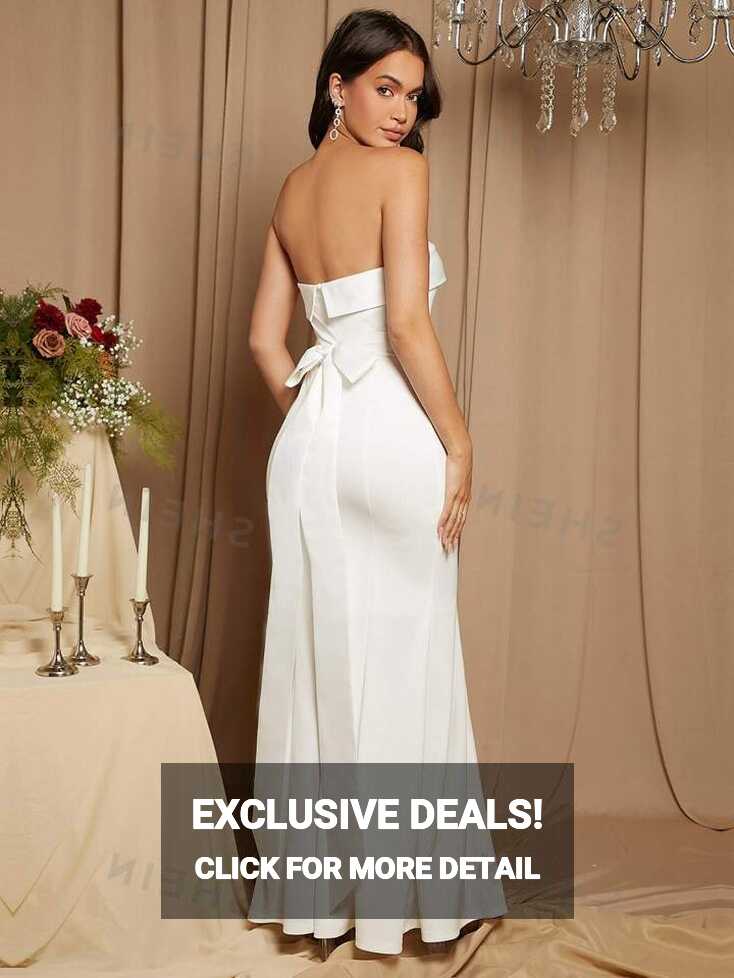 SHEIN Belle Tie Backless Tube Wedding Dress | SHEIN USA