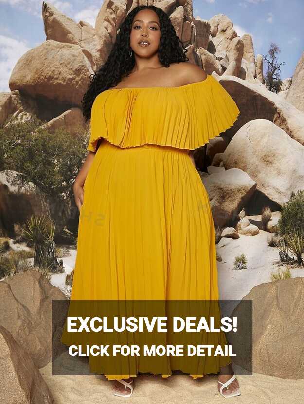 SHEIN CURVE+ Plus Off Shoulder Pleated Dress | SHEIN USA