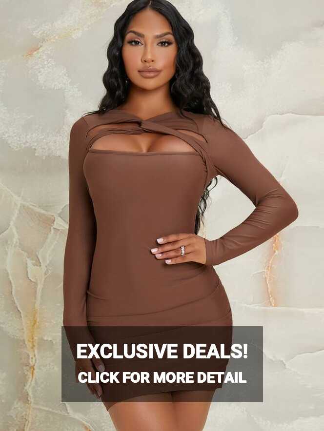 SHEIN Cutout Long Sleeve Bodycon Mini Dress | SHEIN USA