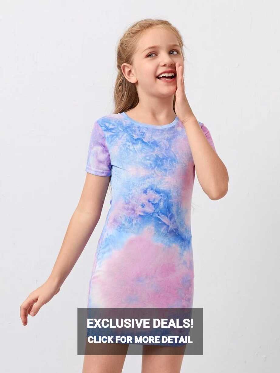 SHEIN Girls Tie Dye Fitted Dress | SHEIN