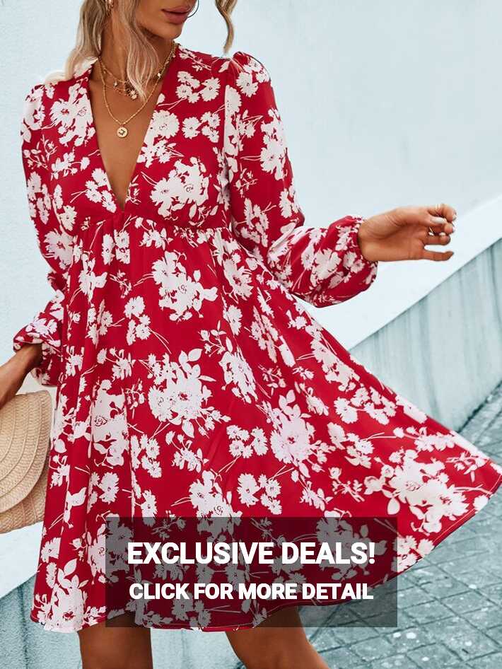 SHEIN LUNE Floral Lantern Sleeve Dress | SHEIN South Africa