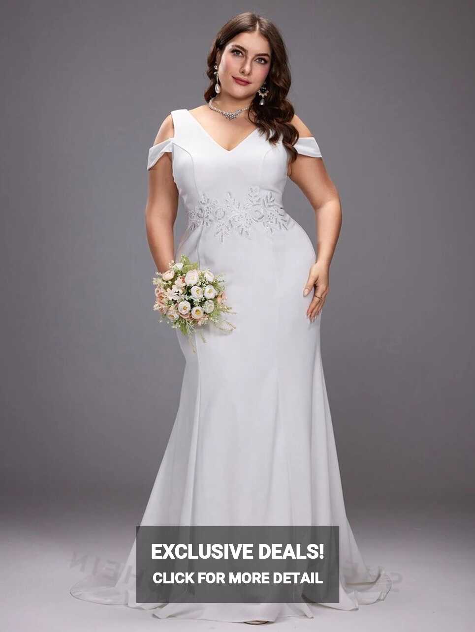 SHEIN LUNE Plus Size Elegant &amp; Gorgeous Off-Shoulder Wedding Dress ...