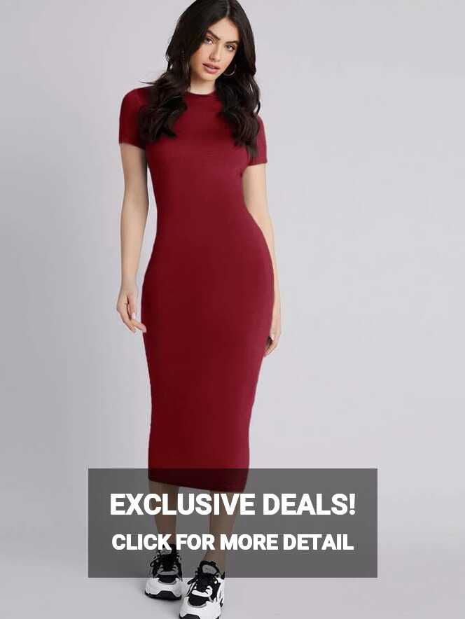 SHEIN Mulvari Solid Bodycon Dress | SHEIN