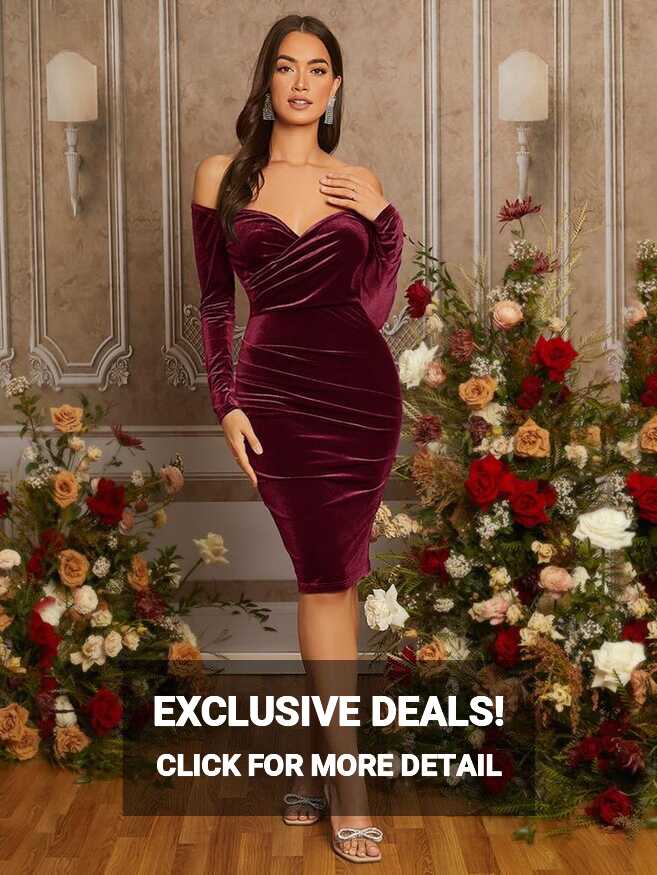 SHEIN Off Shoulder Velvet Bodycon Bridesmaid Dress | SHEIN USA