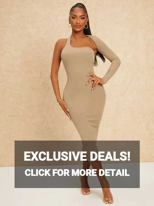 SHEIN SXY Asymmetrical Neck Cut Out Back Bodycon Dress | SHEIN USA