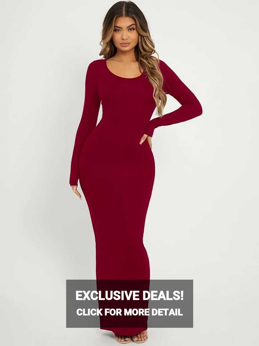 SHEIN SXY Solid Maxi Bodycon Dress | SHEIN USA