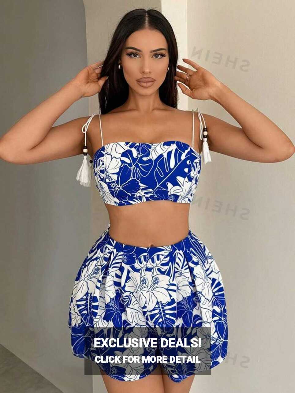 SHEIN SXY Two Pieces Outfits Summer Two Pieces Skirt Set Spaghetti ...