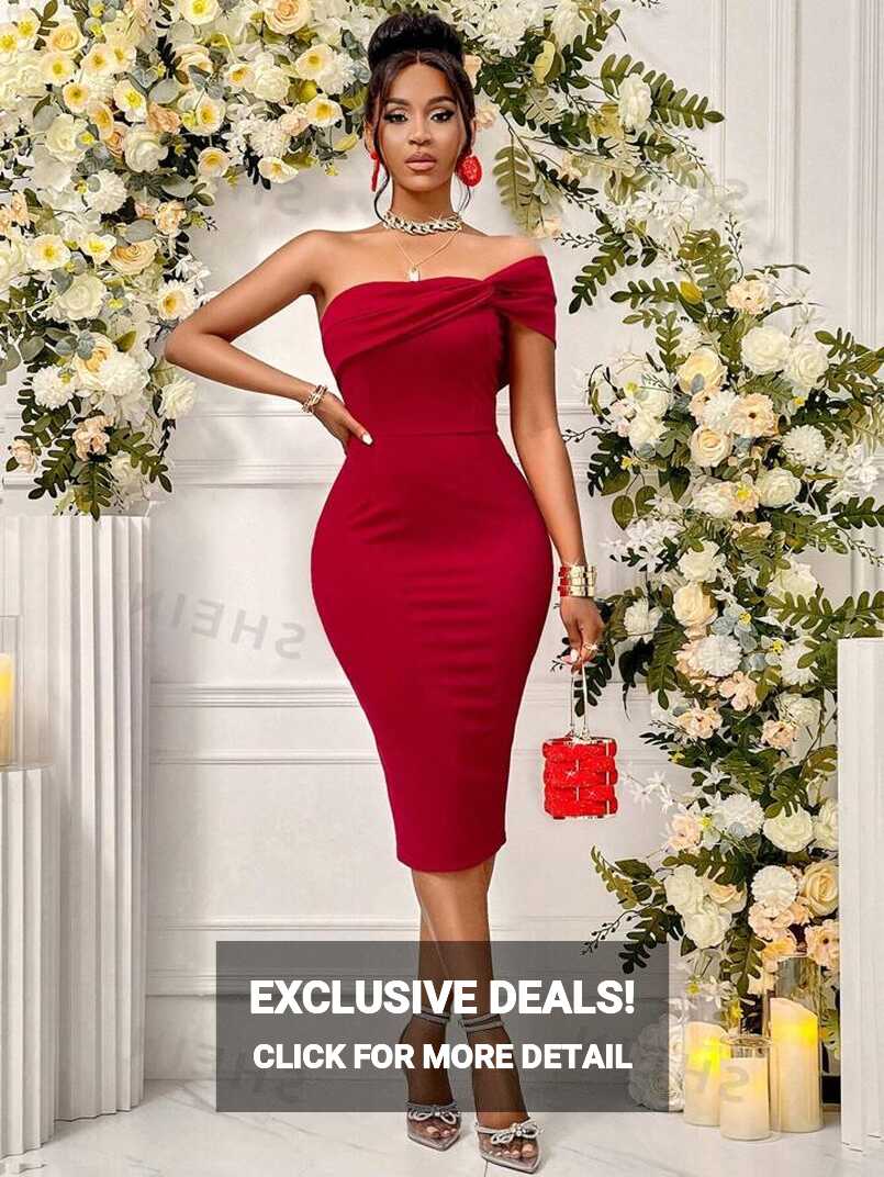 SHEIN Slayr One Shoulder Bodycon Midi Elegant Party Bandage Dress ...