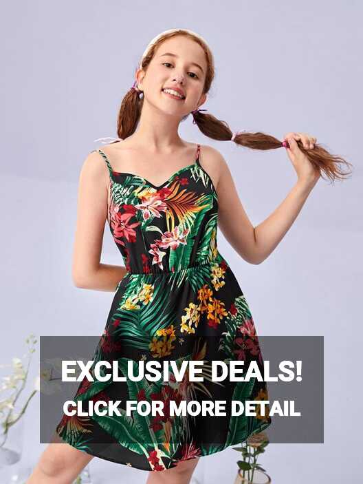 SHEIN Teen Girls Tropical Print Cami Dress | SHEIN USA