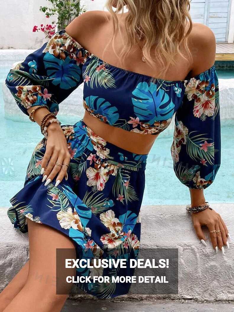 SHEIN VCAY Beach Women Outfits Summer Two Piece Outfits Tropical ...