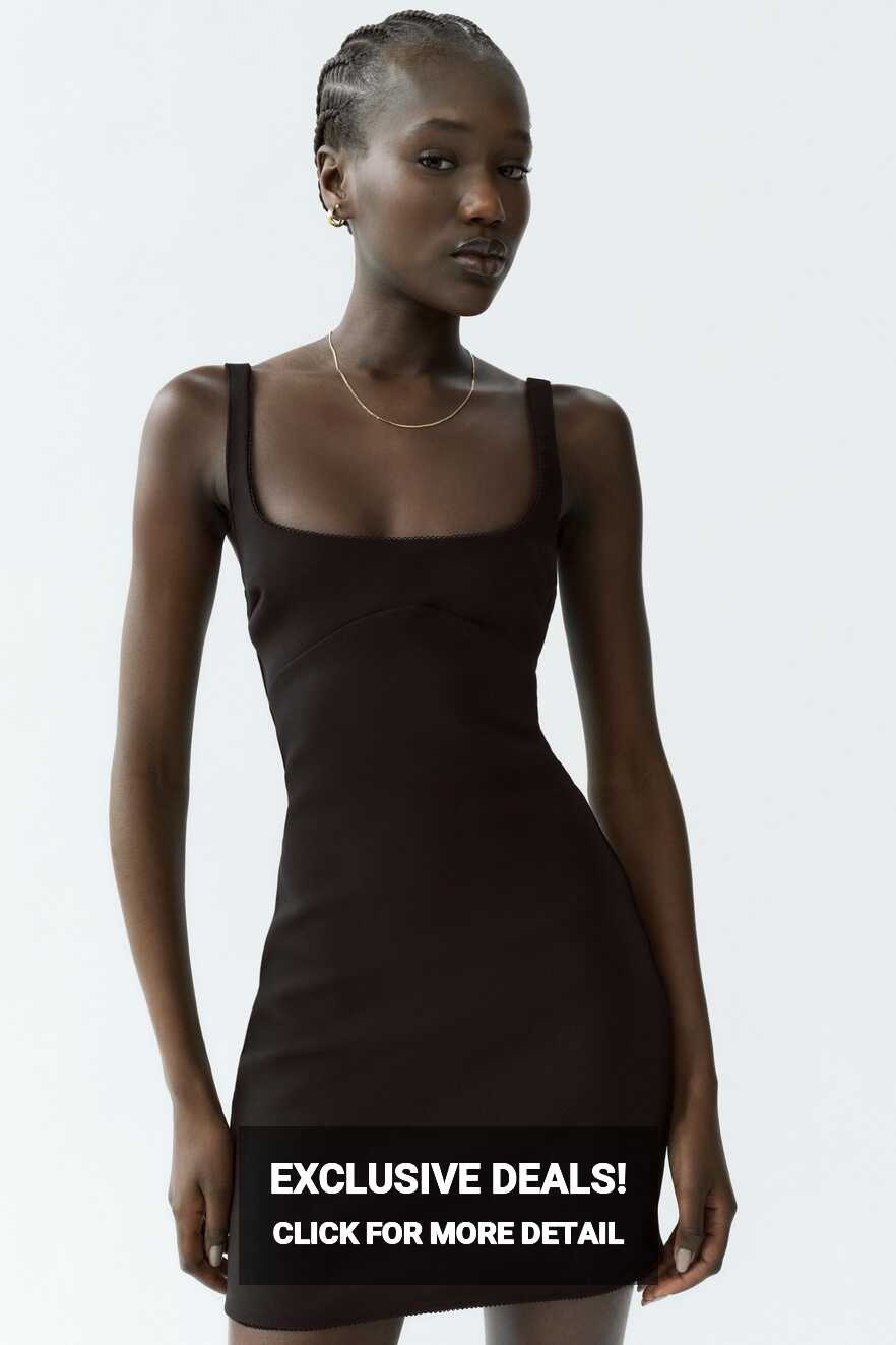 SHORT DRESS WITH LACE TRIM - Black | ZARA Turkey