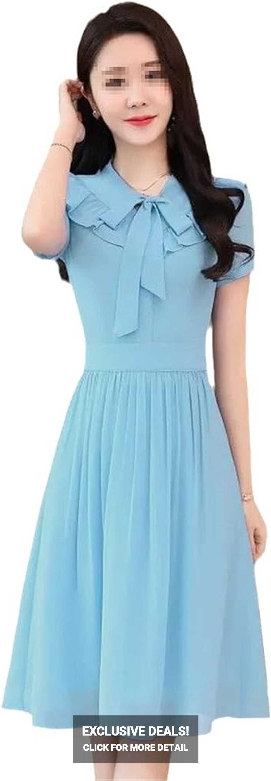 SaoBiiu Summer Ruffles Bow Chiffon Dress Women Knee-Length Short ...