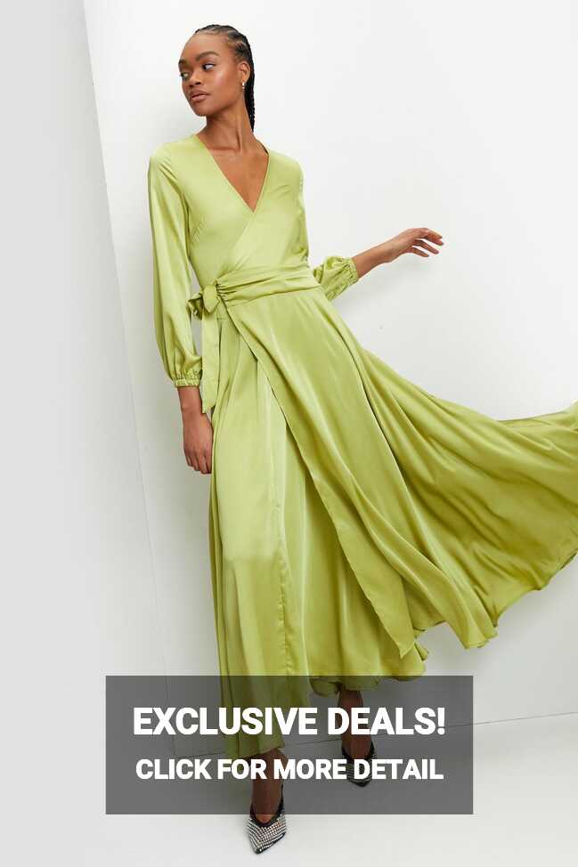 Satin Balloon Sleeve Wrap Maxi Dress | Nasty Gal