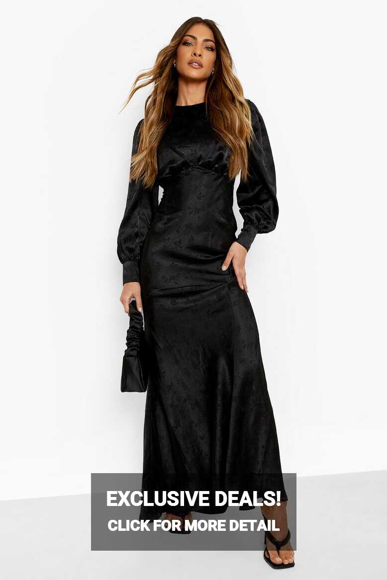 Satin Jacquard Blouson Sleeve Maxi Dress | boohoo AU