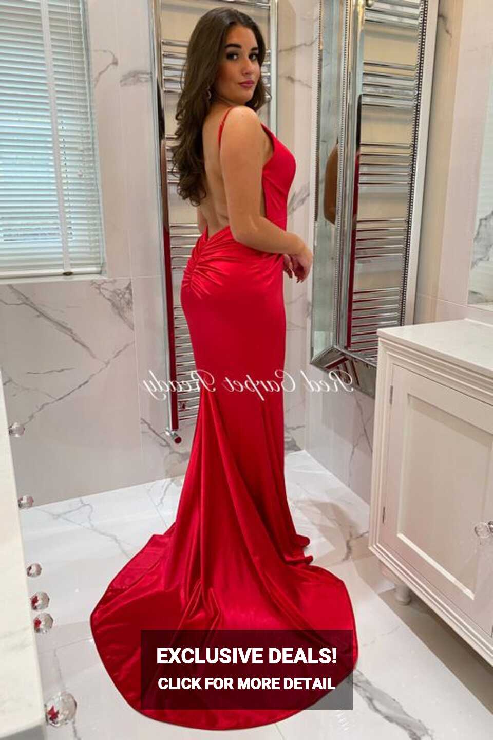 Satin Red Bodycon Prom and Evening Dress | Red Carpet Ready