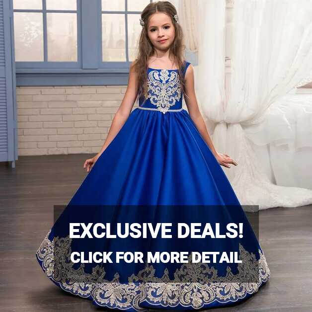 Satin Royal Blue Flower Girl Dresses For Wedding Cinderella Girls ...