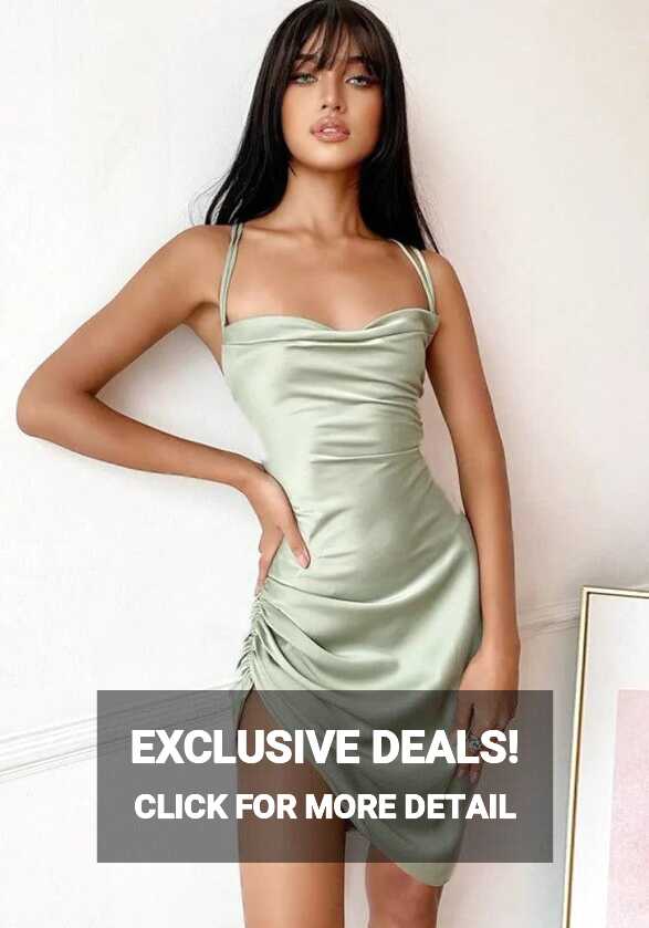 Satin Sage Green Dress | Miss Satin