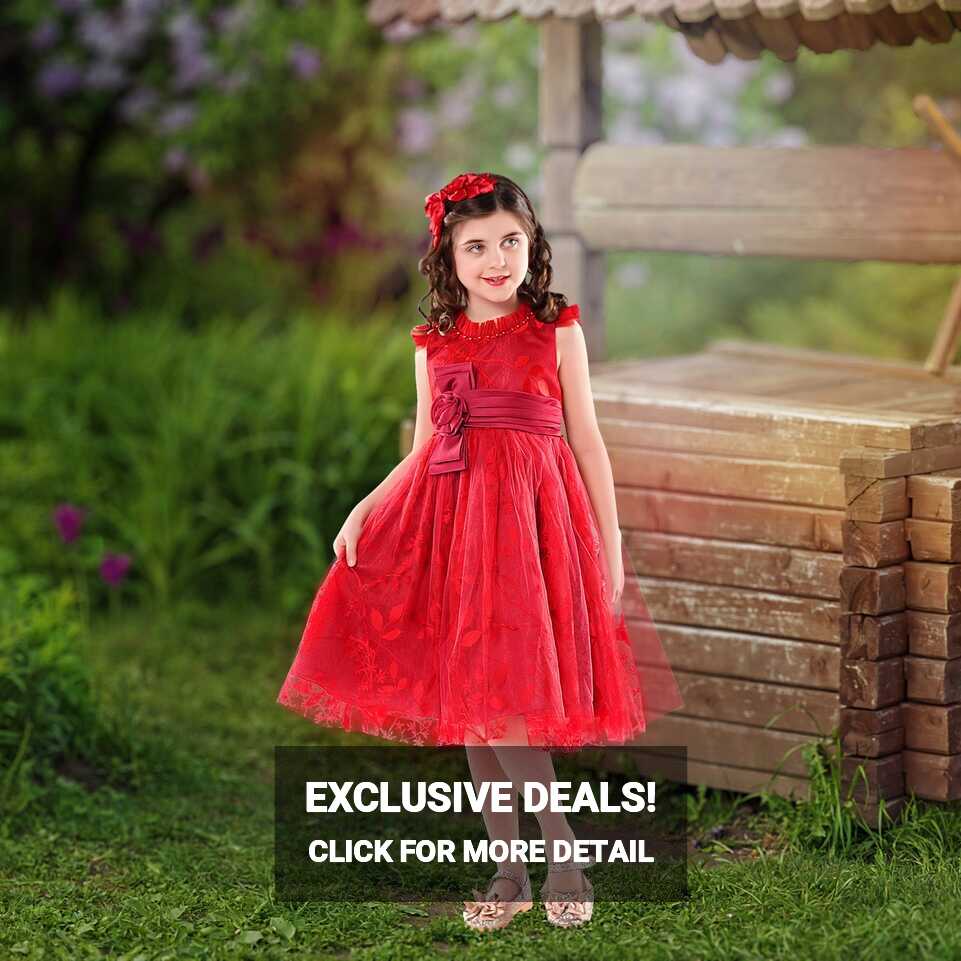 Scarlet Red Flower Girl Dresses | Lace Dresses at Sara Dresses