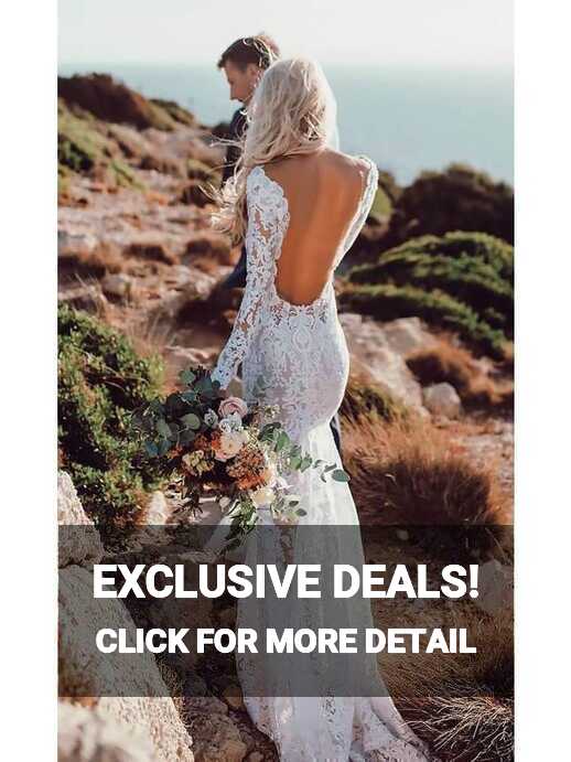 See Through Lace Rustic Wedding Dresses Long Sleeve Mermaid ...