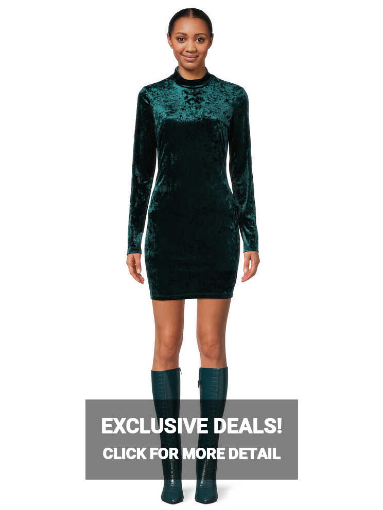 Self Esteem Juniors Crushed Velvet Mock Neck Bodycon Dress ...