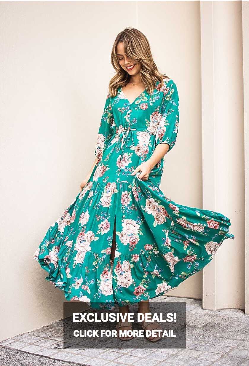 Selma Floral Dress Jade Maxi – Indy Love