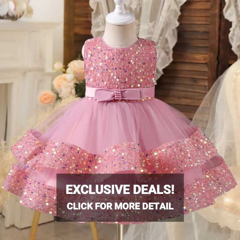 Sequin Birthday Party Dress for Girls Sleeveless Cute Princess ...