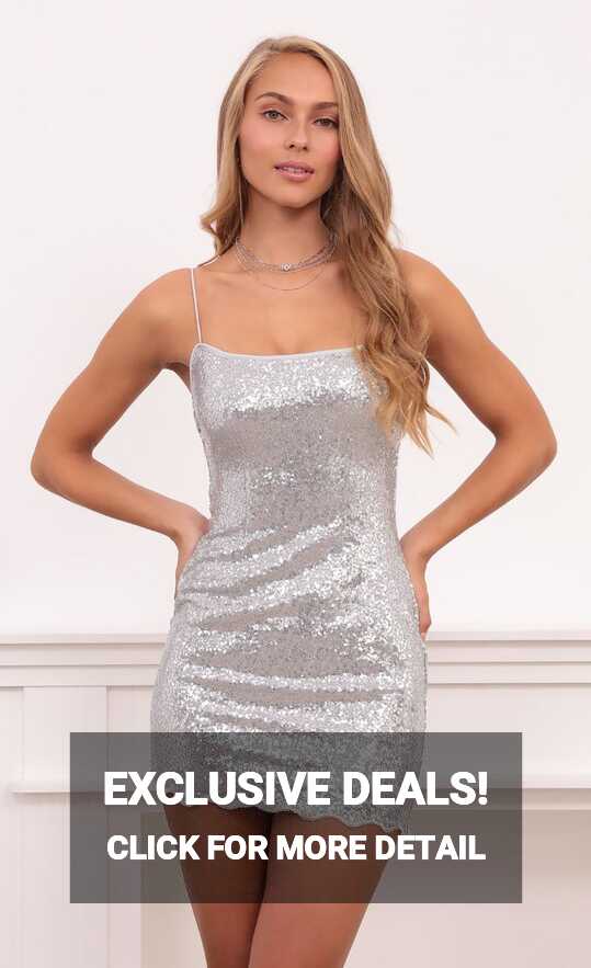 Sequin Bodycon Dress in Silver | LUCY IN THE SKY