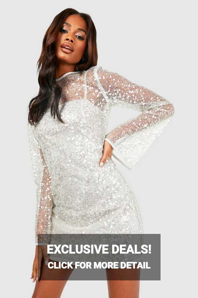 Sequin Sheer Shift Party Dress