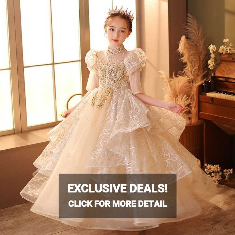 Sequins Beaded Kids Dresses For Party Wedding Dress Children ...