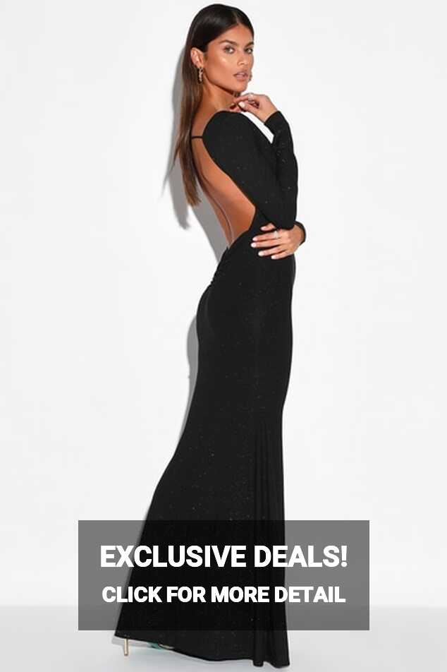 Sexy Black Dress - Backless Maxi Dress - Glitter Maxi Gown - Lulus