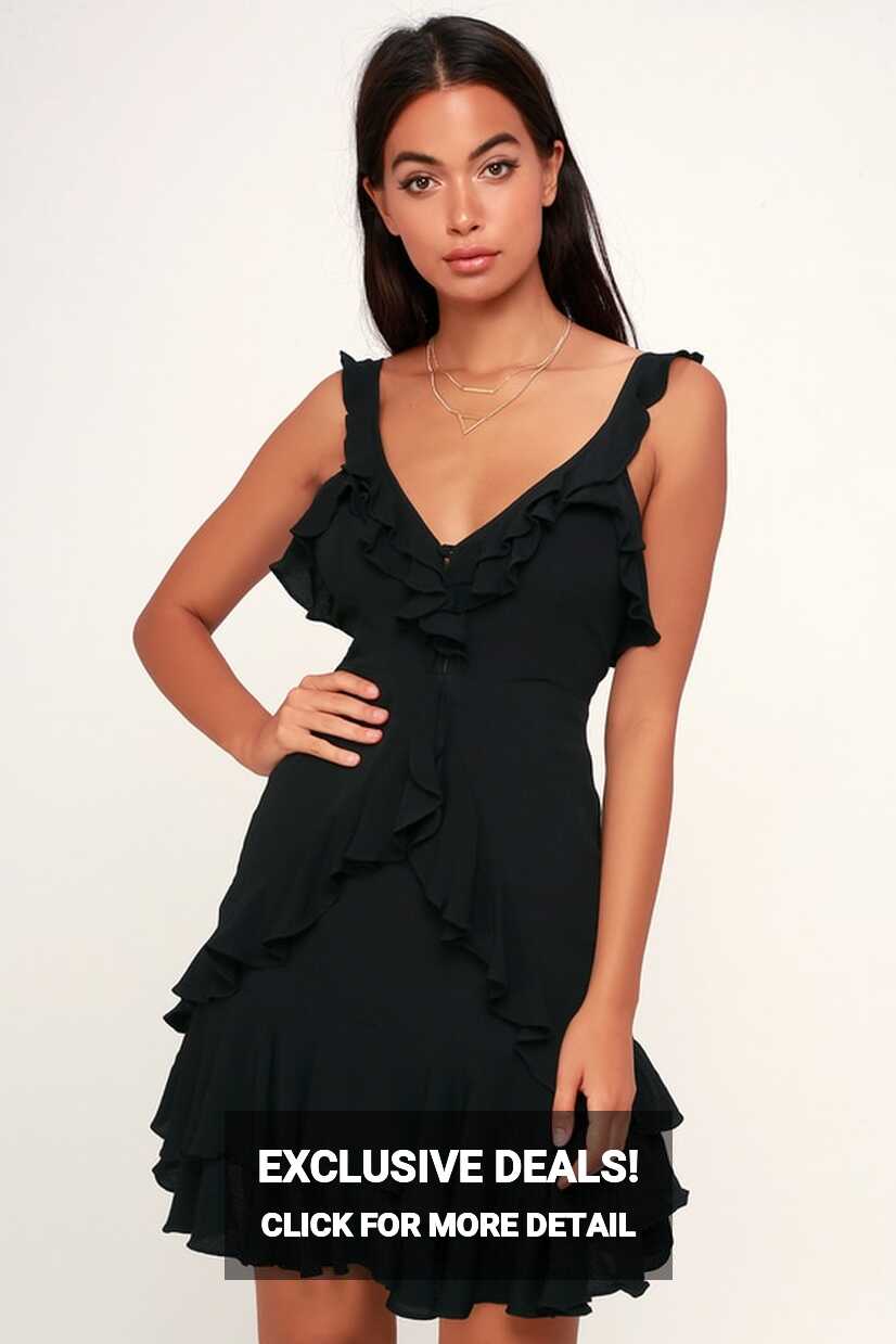 Sexy Black Dress - Black Ruffled Dress - Black Mini Dress - LBD ...