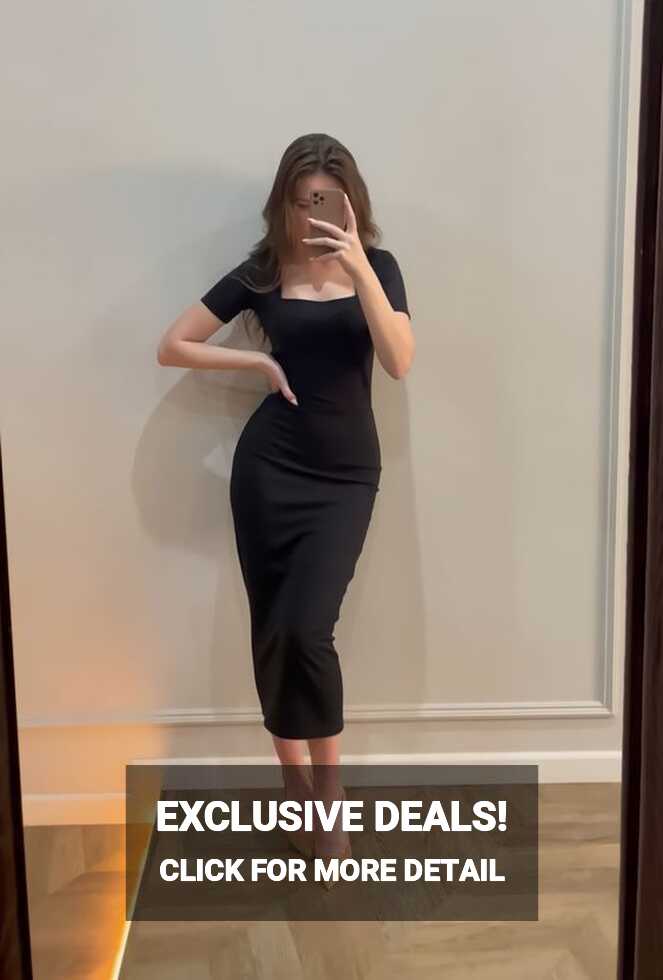 Sexy Black Short Sleeves Bodycon Dress,Black Evening Dress Y5597 ...