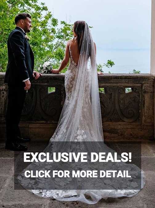 Sexy Deep V-Neck Mermaid Wedding Dress Boho Sleeveless Lace ...