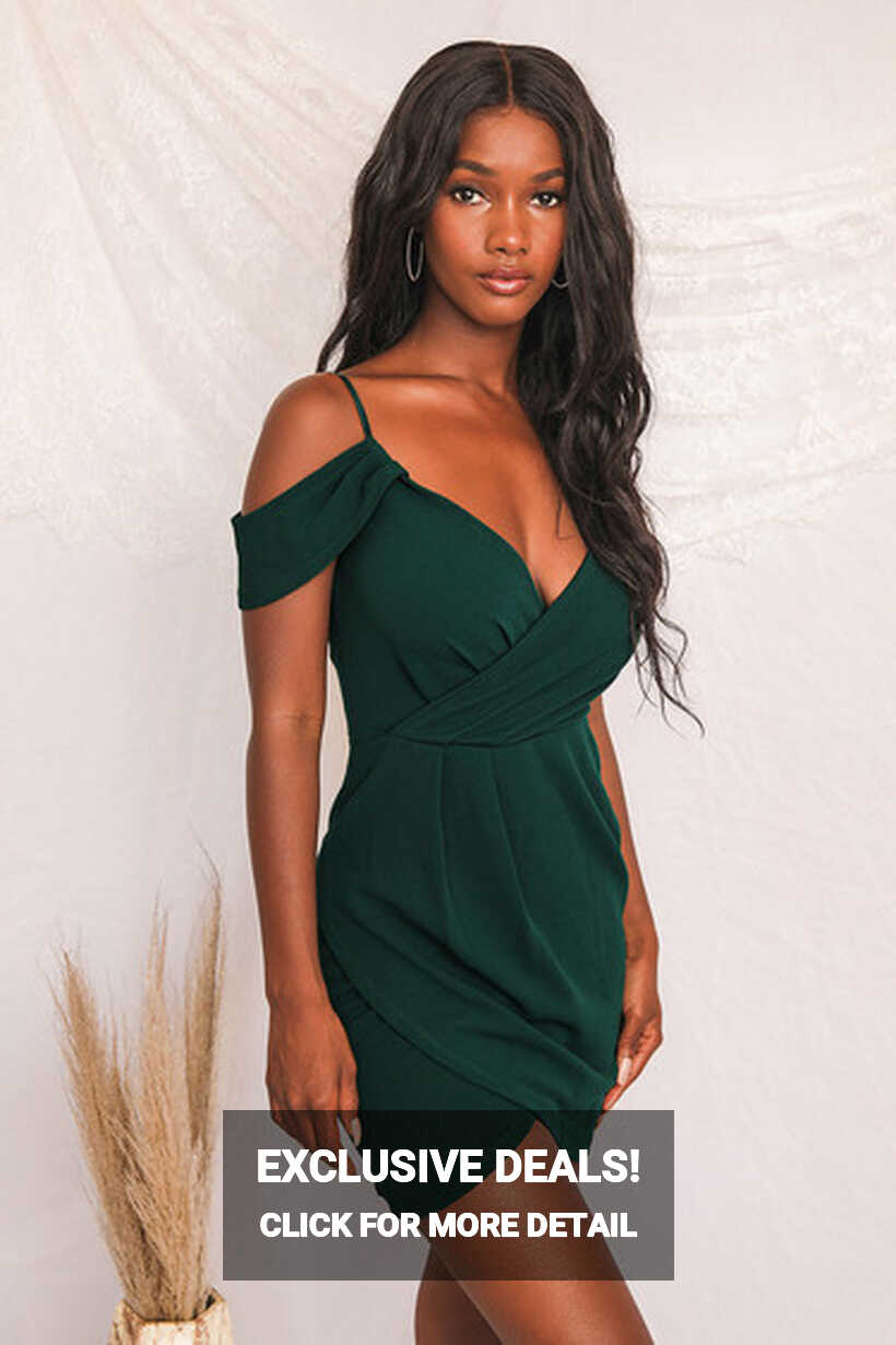 Sexy Green Dress - Off-the-Shoulder Mini Dress - Bodycon Dress - Lulus