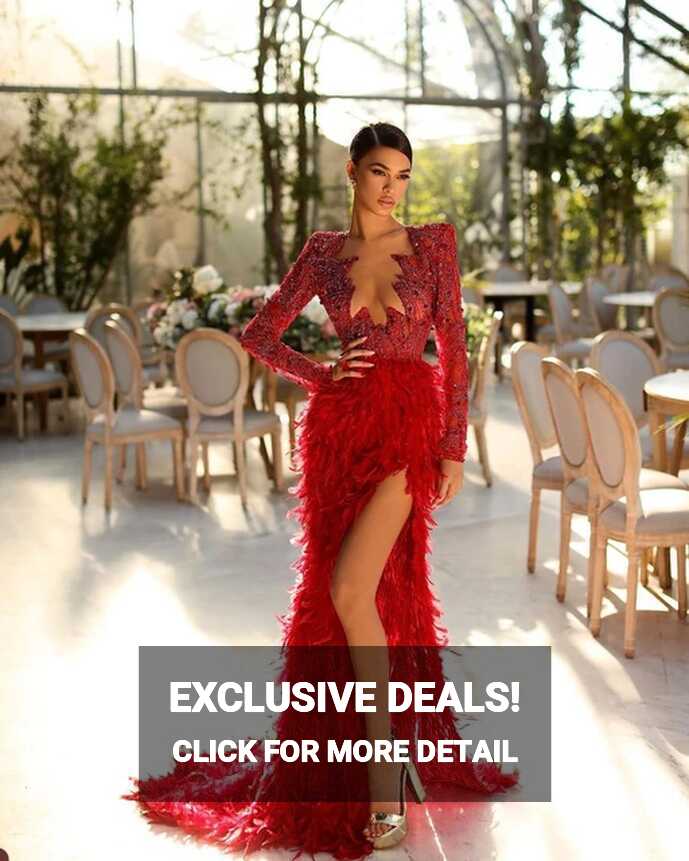 Sexy Red Carpet Mermaid Evening Dresses High Split Prom Dress ...