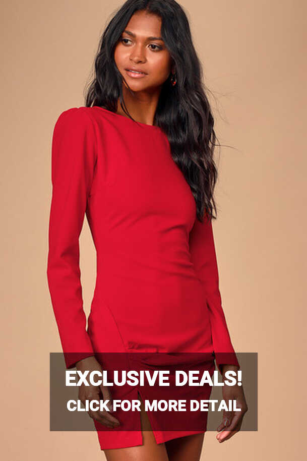 Sexy Red Dress - Long Sleeve Bodycon Dress - Red Bodycon Dress - Lulus