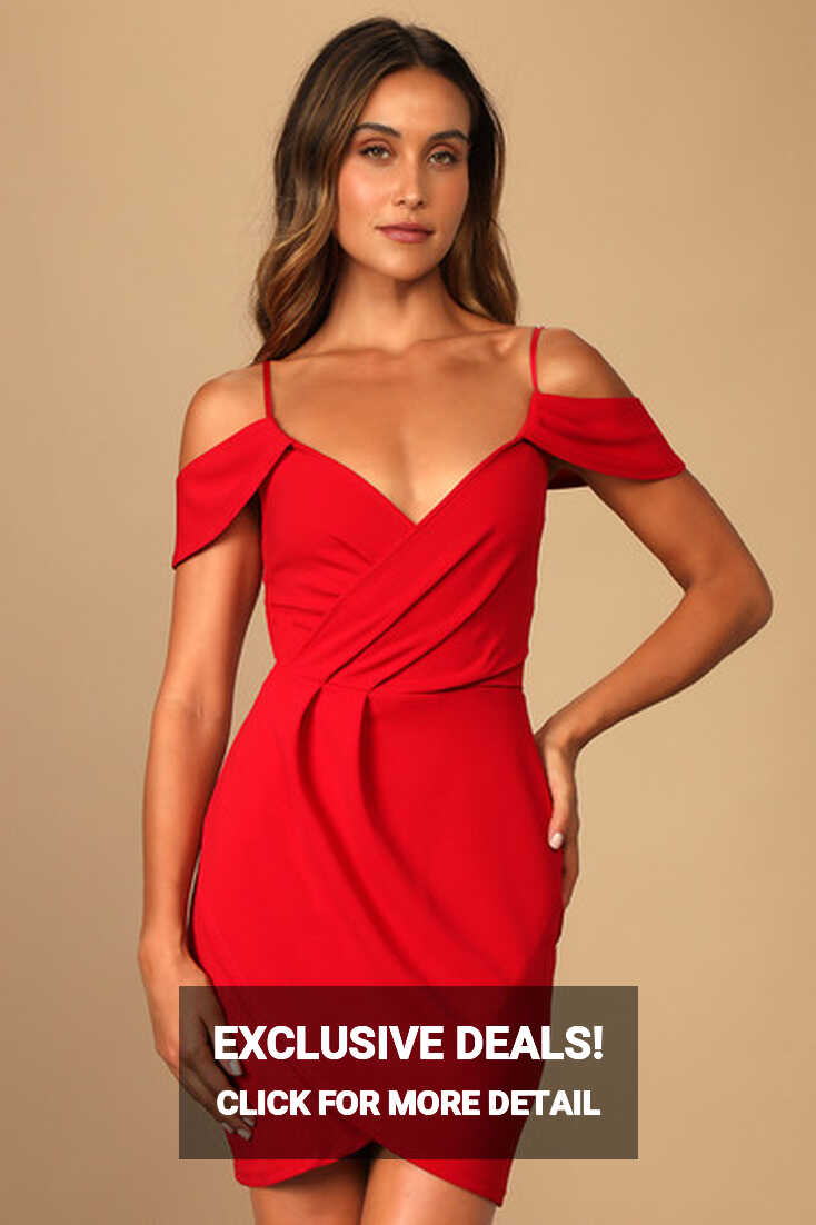 Sexy Red Dress - Off-the-Shoulder Mini Dress - Bodycon Dress - Lulus